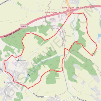Itinéraire Autour de Roquesérières par le ruisseau de la Mouline d'Azas, distance, dénivelé, altitude, carte, profil, trace GPS