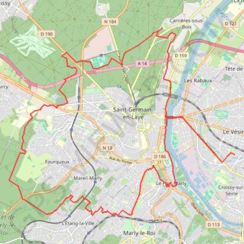 Itinéraire Château du Val – Foret du Saint Germain loop from Le Vésinet Centre, distance, dénivelé, altitude, carte, profil, trace GPS