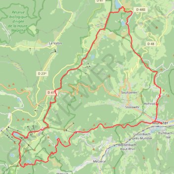 Itinéraire Autour de Munster, distance, dénivelé, altitude, carte, profil, trace GPS