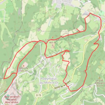 Itinéraire Balade dans les Monts d'Or, distance, dénivelé, altitude, carte, profil, trace GPS