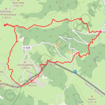 Itinéraire Urkulu par Zerkupe et Oillaskoa depuis Beherrobi, distance, dénivelé, altitude, carte, profil, trace GPS