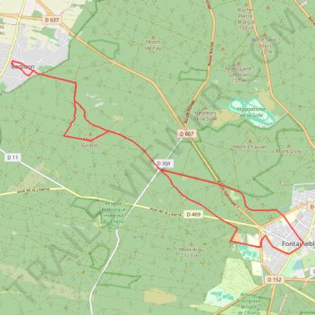 Itinéraire Parcours Fontainebleau - Barbizon, promenade à pied, distance, dénivelé, altitude, carte, profil, trace GPS