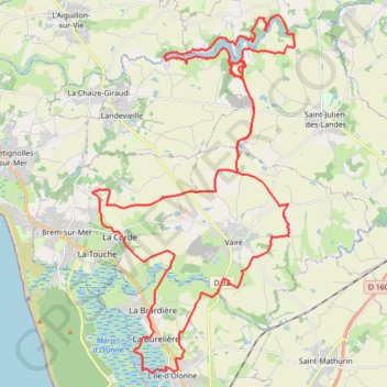 Itinéraire Les marais de l'île d'Olonne - Le Jaunay, distance, dénivelé, altitude, carte, profil, trace GPS