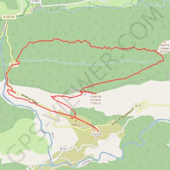 Itinéraire Cime de la cacia, distance, dénivelé, altitude, carte, profil, trace GPS
