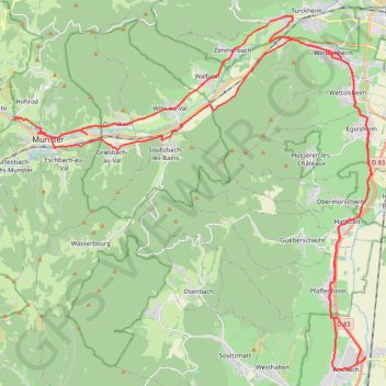 Itinéraire Rouffach - Wintzenheim - Stosswihr - Turckheim - Rouffach, distance, dénivelé, altitude, carte, profil, trace GPS