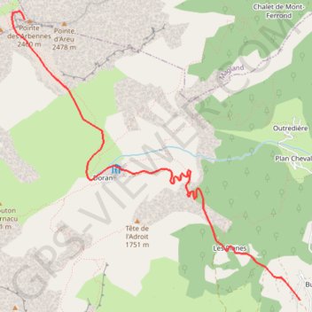Itinéraire Pointe d'Areu, distance, dénivelé, altitude, carte, profil, trace GPS
