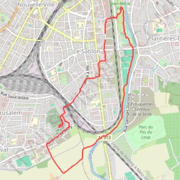 Itinéraire Sablon - Montigny - Magny, distance, dénivelé, altitude, carte, profil, trace GPS
