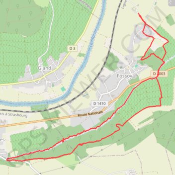 Itinéraire Fossoy, La roche aux Fées, distance, dénivelé, altitude, carte, profil, trace GPS