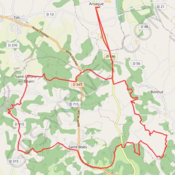 Itinéraire Entre Chalosse et béarn, distance, dénivelé, altitude, carte, profil, trace GPS