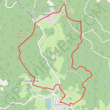 Itinéraire Le chemin des Vergnes - Savennes, distance, dénivelé, altitude, carte, profil, trace GPS