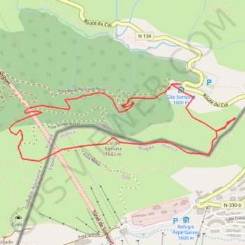 Itinéraire Gite Somport, distance, dénivelé, altitude, carte, profil, trace GPS