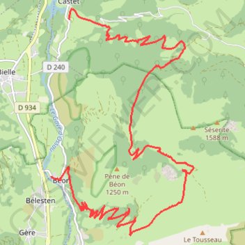 Itinéraire De Castet à Béon, distance, dénivelé, altitude, carte, profil, trace GPS