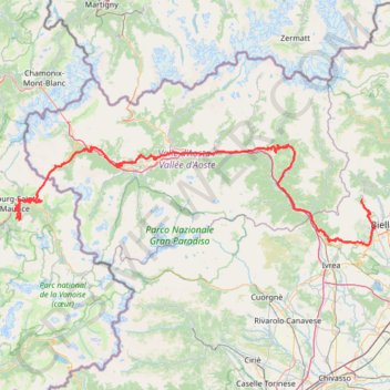 Itinéraire Track-E1. Biella, distance, dénivelé, altitude, carte, profil, trace GPS