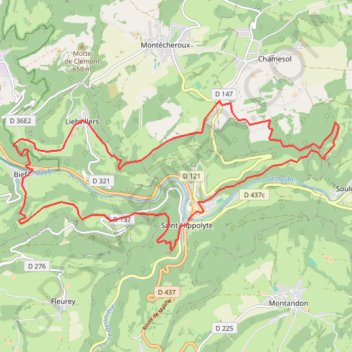 Itinéraire Autour de Saint-Hippolyte, distance, dénivelé, altitude, carte, profil, trace GPS