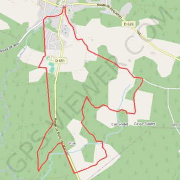 Itinéraire Labrit - Pioc - Bernède, distance, dénivelé, altitude, carte, profil, trace GPS