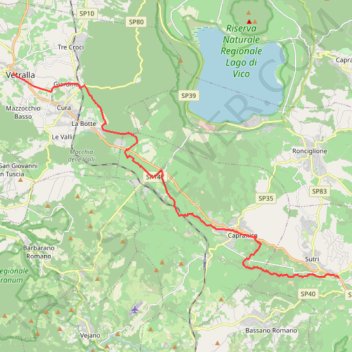 Itinéraire tappa-42-da-vetralla-sutri, distance, dénivelé, altitude, carte, profil, trace GPS