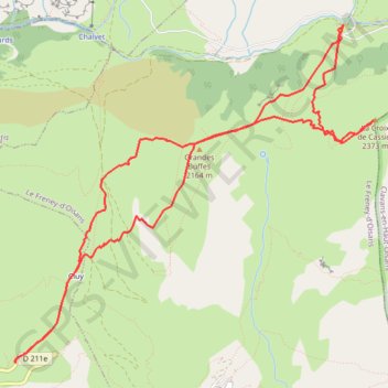 Itinéraire Croix de Cassini, distance, dénivelé, altitude, carte, profil, trace GPS
