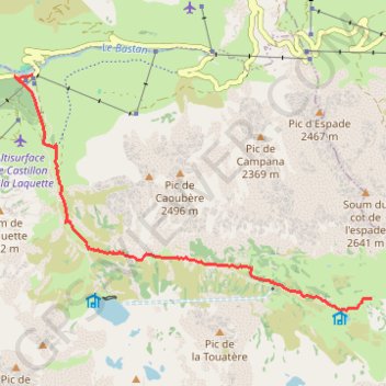 Itinéraire Lac d'Agalops depuis Tournaboup, distance, dénivelé, altitude, carte, profil, trace GPS