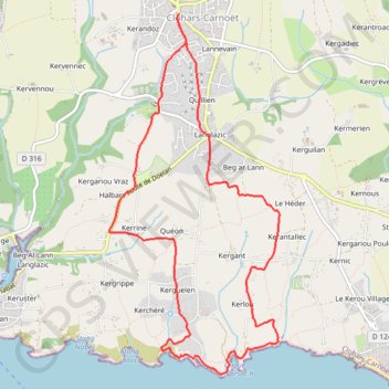 Itinéraire De Clohars à la Roche Percée, distance, dénivelé, altitude, carte, profil, trace GPS
