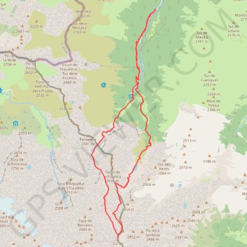 Itinéraire Mulleres depuis Artiga de lin, distance, dénivelé, altitude, carte, profil, trace GPS