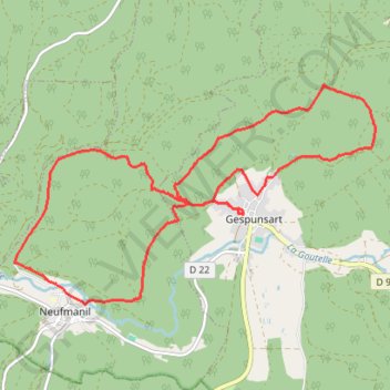 Itinéraire De Gesponsart à Neufmanil, distance, dénivelé, altitude, carte, profil, trace GPS