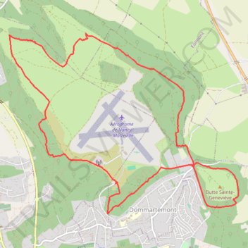 Itinéraire Dommartemont, distance, dénivelé, altitude, carte, profil, trace GPS