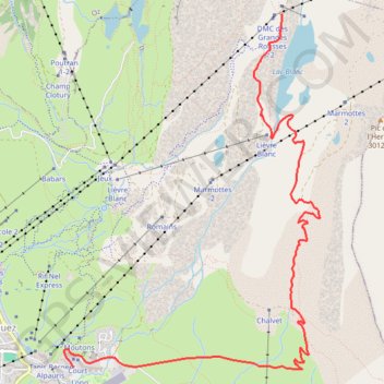 Itinéraire Alpe d'Huez - La Combe Charbonnière, distance, dénivelé, altitude, carte, profil, trace GPS