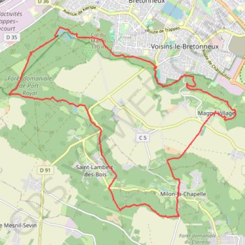 Itinéraire MANET - PORT ROYAL - MAGNY LES HAMEAUX, distance, dénivelé, altitude, carte, profil, trace GPS