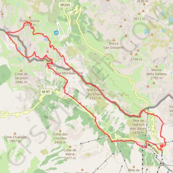 Itinéraire Circuit n7 rouge Excursion sur les crêtes transalpines - Espace Trail Isola 2000, distance, dénivelé, altitude, carte, profil, trace GPS