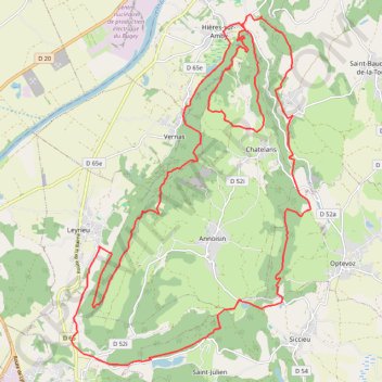 Itinéraire Isle Crémieu, distance, dénivelé, altitude, carte, profil, trace GPS