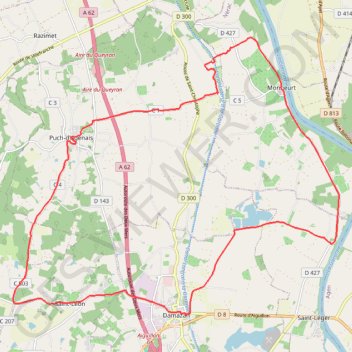 Itinéraire Entre Garonne et Canal - Damazan, distance, dénivelé, altitude, carte, profil, trace GPS