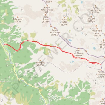 Itinéraire Colle Loo, distance, dénivelé, altitude, carte, profil, trace GPS