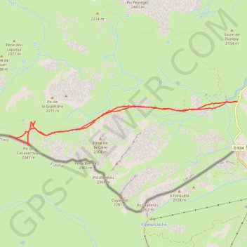 Itinéraire Pic de Canaourouye, distance, dénivelé, altitude, carte, profil, trace GPS