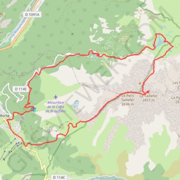 Itinéraire rando course TAILLEFER (belledonne), distance, dénivelé, altitude, carte, profil, trace GPS