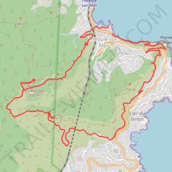 Itinéraire 2025 05 09 - Theoule rocher des Monges pointe de l'aiguille pix, distance, dénivelé, altitude, carte, profil, trace GPS