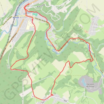 Itinéraire Dans l'entité de Durbuy, distance, dénivelé, altitude, carte, profil, trace GPS