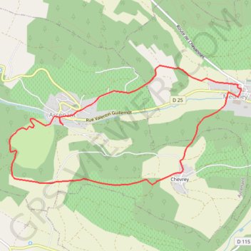 Itinéraire Arcenant, distance, dénivelé, altitude, carte, profil, trace GPS