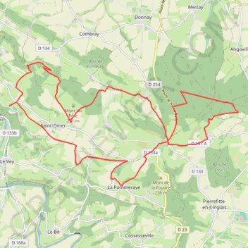 Itinéraire Clécy à forêt de Saint-Clair, distance, dénivelé, altitude, carte, profil, trace GPS