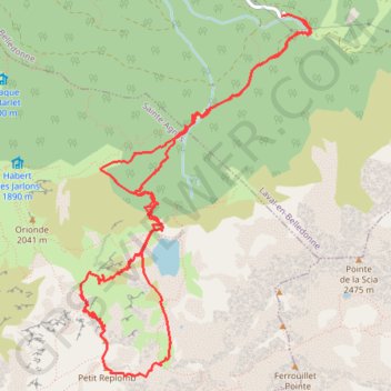 Itinéraire Le Grand Replomb depuis Prabert (Belledonne), distance, dénivelé, altitude, carte, profil, trace GPS