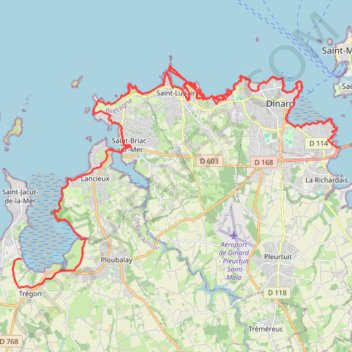 Itinéraire GR 34 � - Le sentier des douaniers 2, distance, dénivelé, altitude, carte, profil, trace GPS