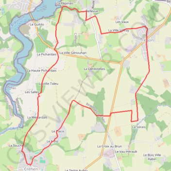 Itinéraire Circuit de Créhen, distance, dénivelé, altitude, carte, profil, trace GPS