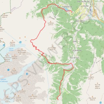 Itinéraire Prayon - champex lac, distance, dénivelé, altitude, carte, profil, trace GPS