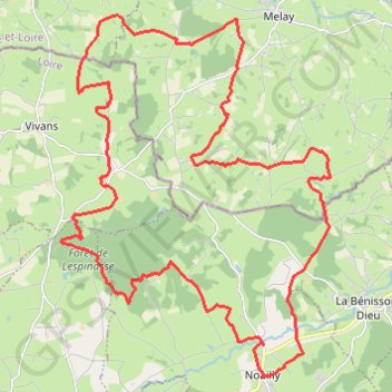 Itinéraire De la Forêt de Lespinasse au Château de Maulevrier - Noailly, distance, dénivelé, altitude, carte, profil, trace GPS