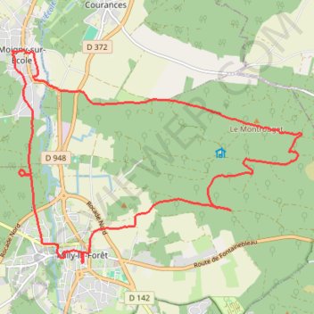 Itinéraire Moigny sur École, distance, dénivelé, altitude, carte, profil, trace GPS