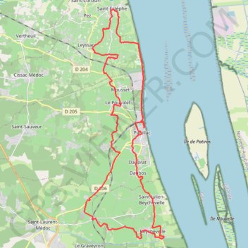 Itinéraire Marathon du Medoc 2011, distance, dénivelé, altitude, carte, profil, trace GPS