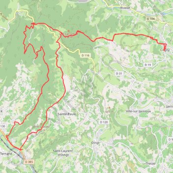Itinéraire Cogny - dh de letra, distance, dénivelé, altitude, carte, profil, trace GPS