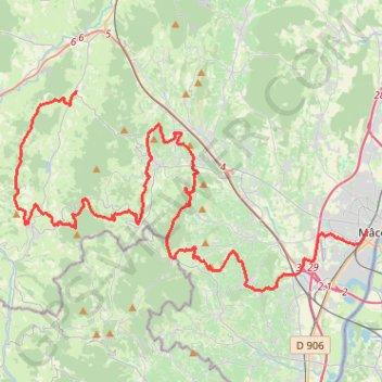 Itinéraire 1_Mâcon à Bourgvilain, distance, dénivelé, altitude, carte, profil, trace GPS