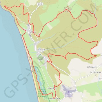 Itinéraire Vauville, distance, dénivelé, altitude, carte, profil, trace GPS