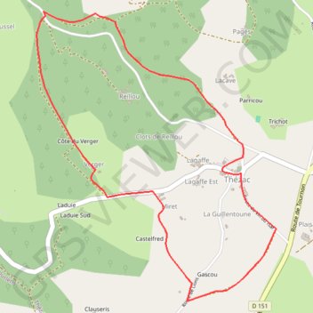 Itinéraire Thézac, balade dans les coteaux du Quercy - Pays de la vallée du Lot, distance, dénivelé, altitude, carte, profil, trace GPS