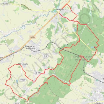 Itinéraire Foyer rural Lévignac - Bouconne, distance, dénivelé, altitude, carte, profil, trace GPS